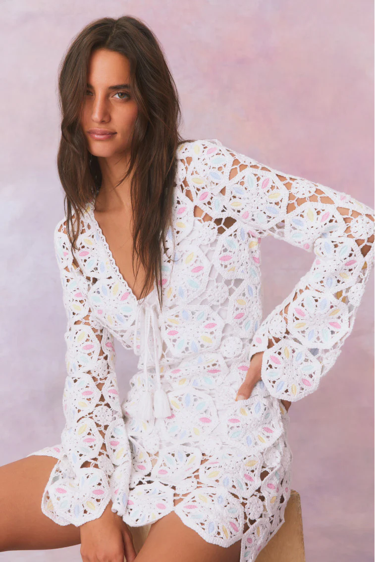 Poemes Multi Colored Crochet Mini Dress - Mymoui