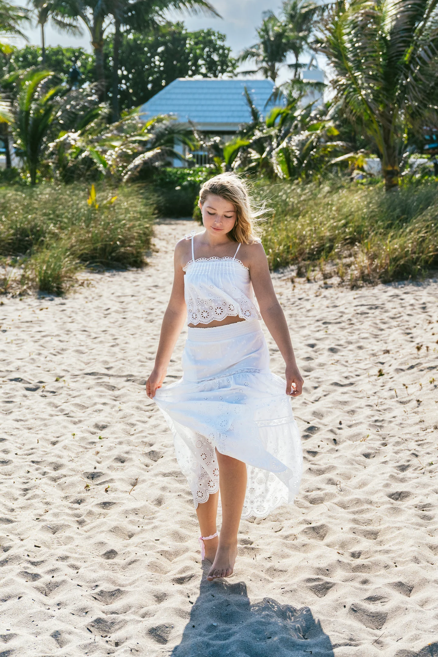 Girls Caelia Eyelet Lace Maxi Skirt - Mymoui