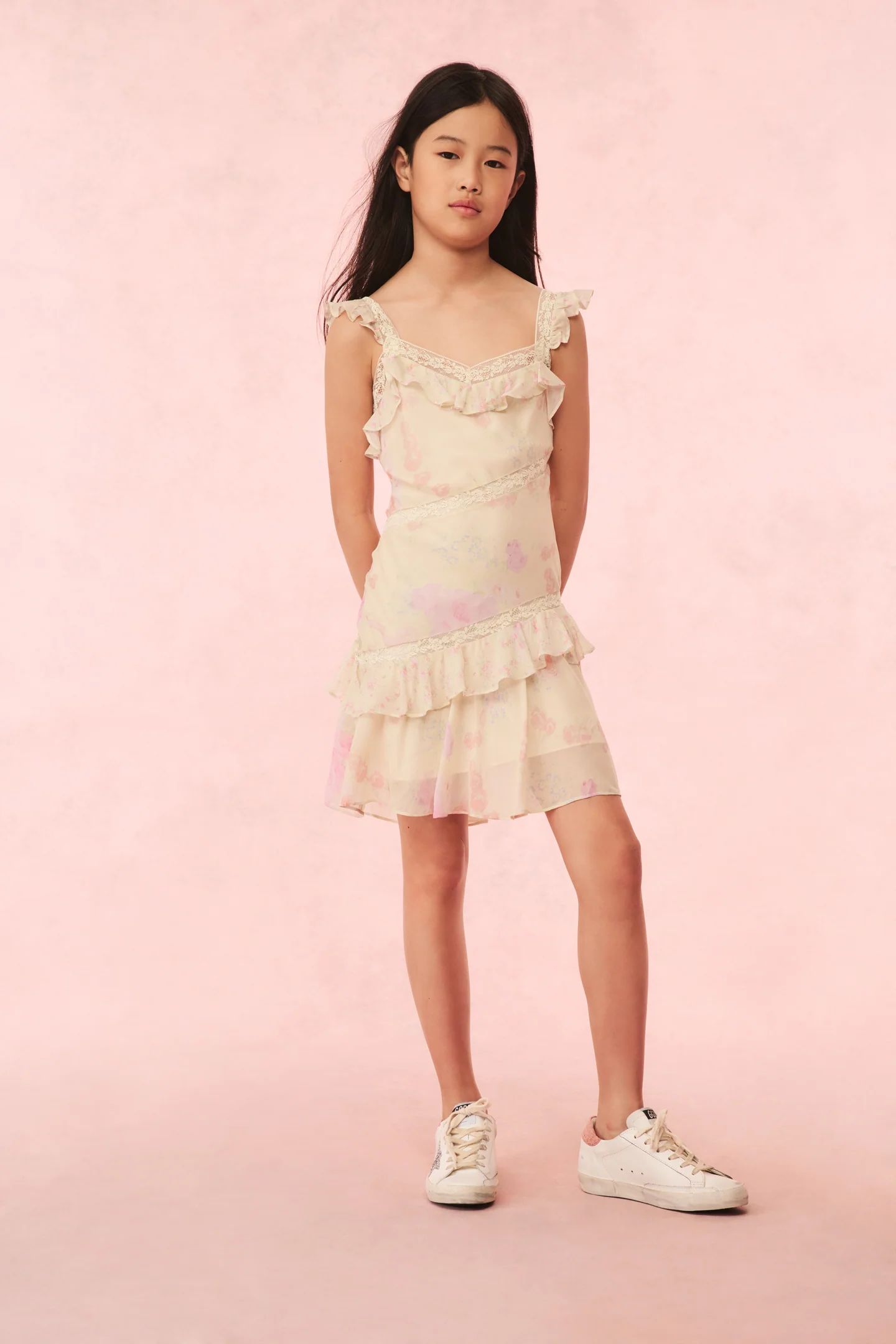 Girls Idaline Floral Ruffle Dress - Mymoui
