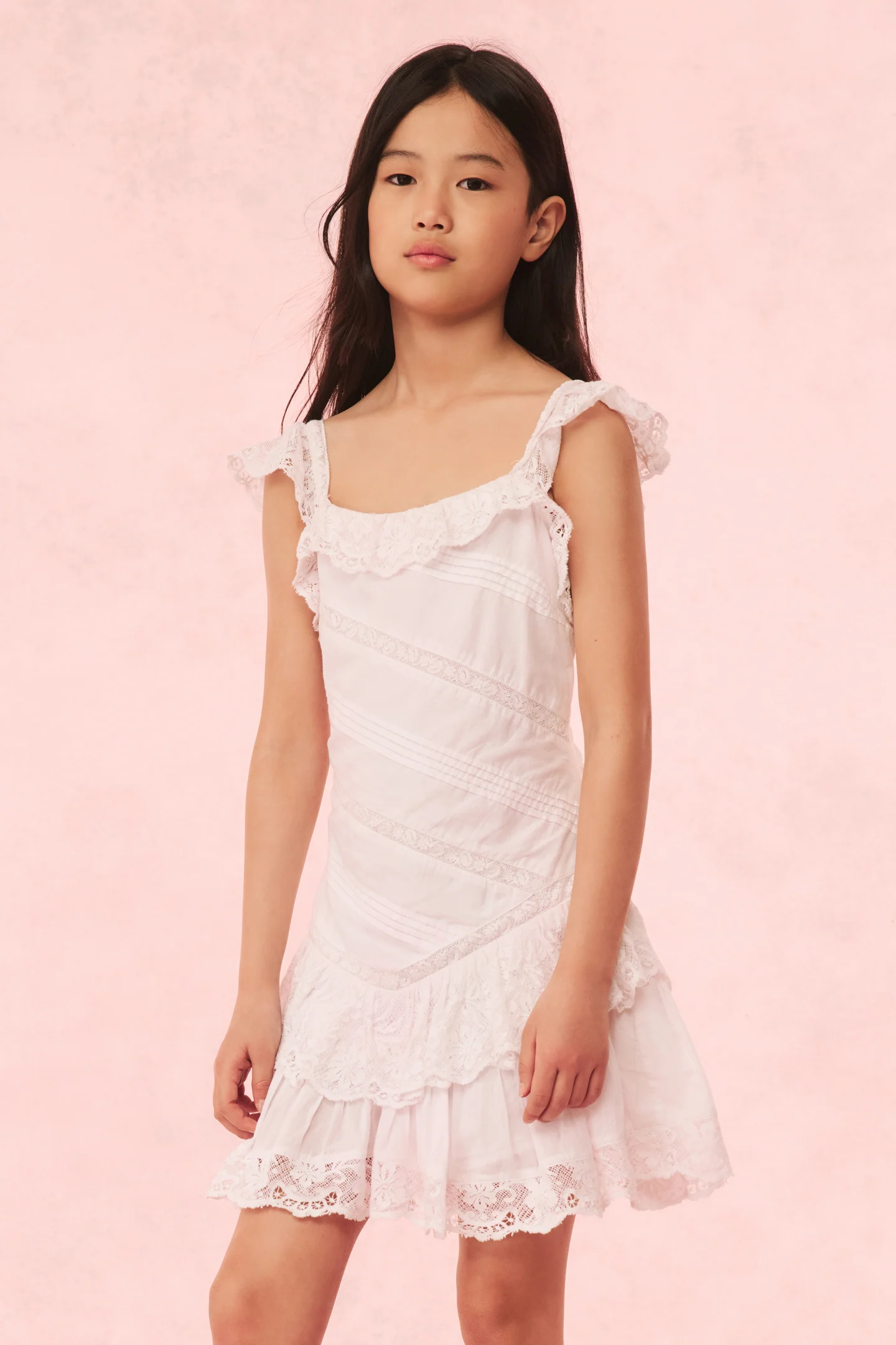 Girls Poppi Cotton Lace-Detailed Dress - Mymoui