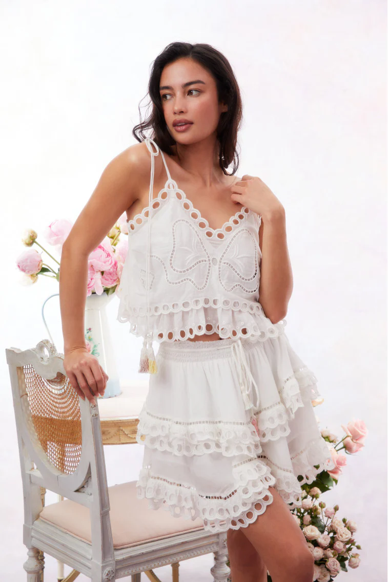 Dorene Eyelet Mini Skirt - Mymoui